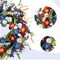 20 Inch Patriotic Wreath Independence Day Red, White and Blue Daisy Grass Leaf Wreath for Doorsteps, Memorial Day Flag Day Veterans Day